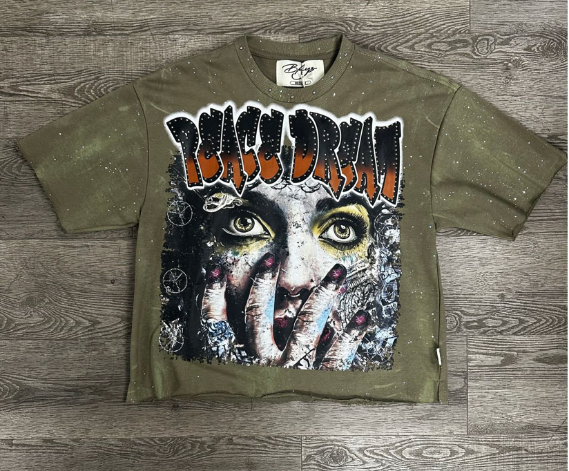 Peace Dream Cropped Tee - Green