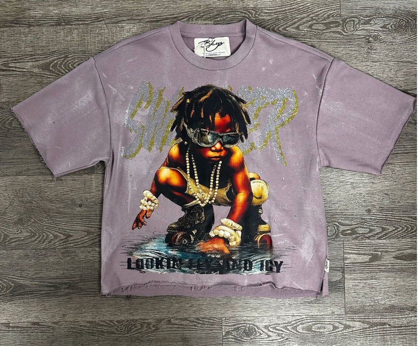 Swagger Cropped Tee - Purple