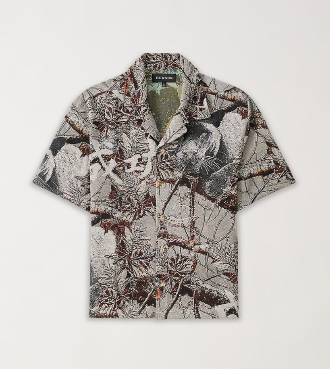 Snow Panther Tapestry Button Down - Grey