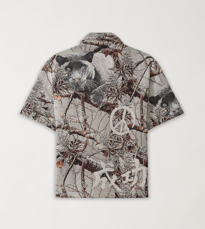 Snow Panther Tapestry Button Down - Grey