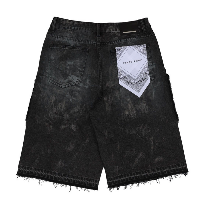 Cargo Denim Jorts -  Wash Black