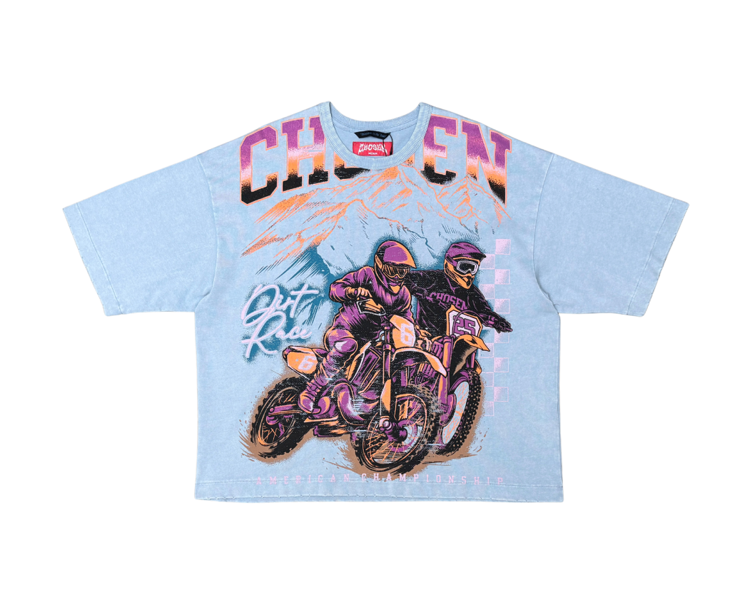 Dirt Bikes Cropped Tee - Sky Blue