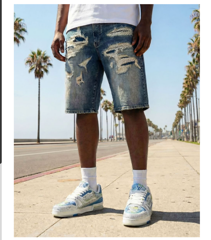 Wash Denim Shorts