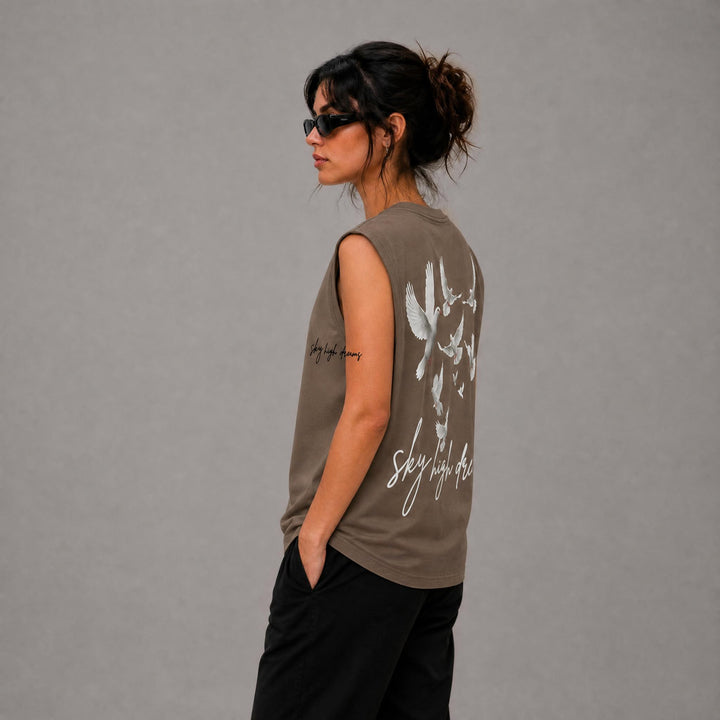 Sky High Dream Muscle Tee - Brown