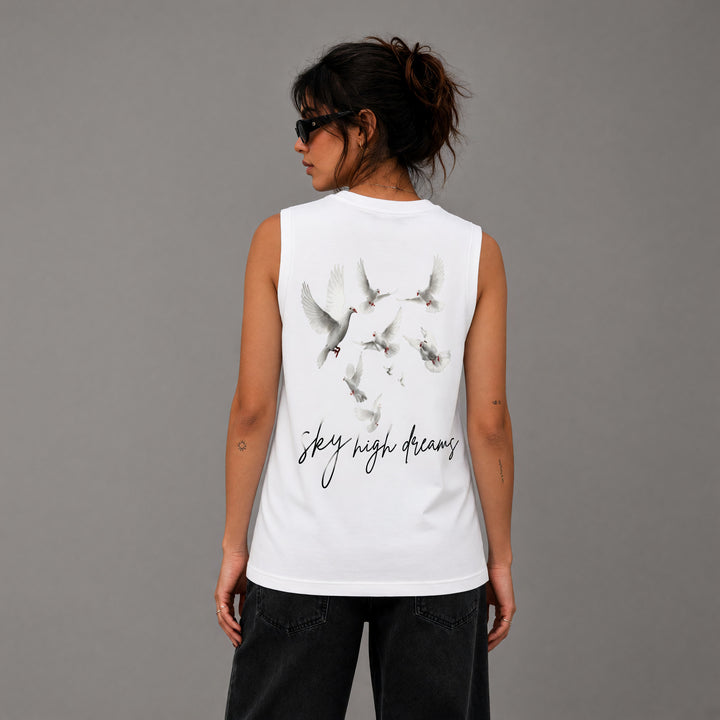 Sky High Dream Muscle Tee - Light Grey