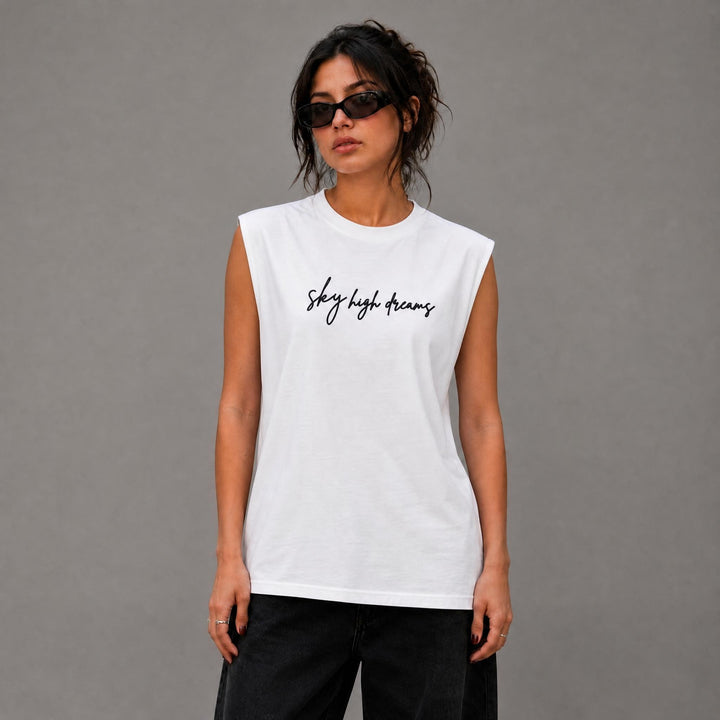 Sky High Dream Muscle Tee - Light Grey
