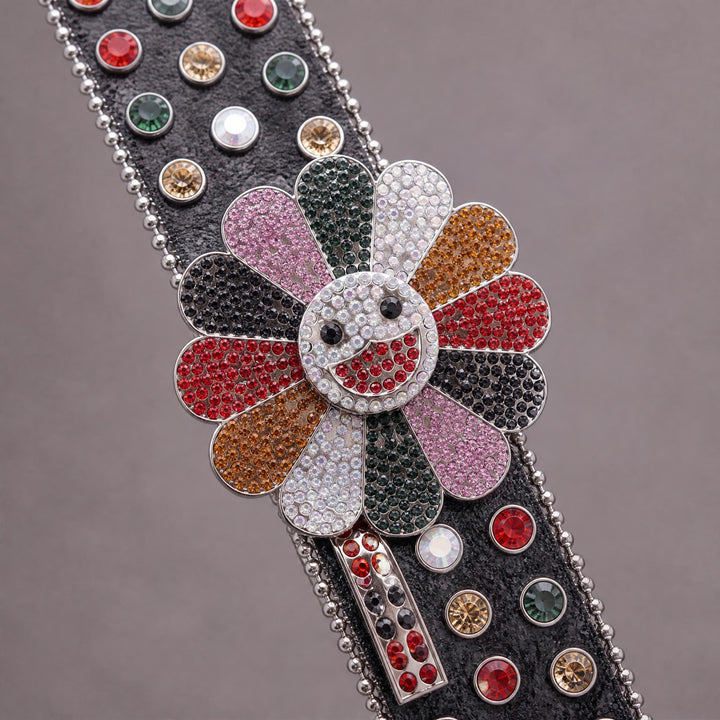 Smile Rhinestone Belt - Black
