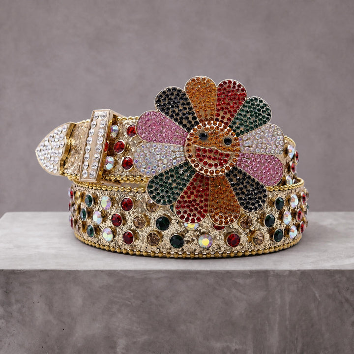 Smile Rhinestone Belt - Gold