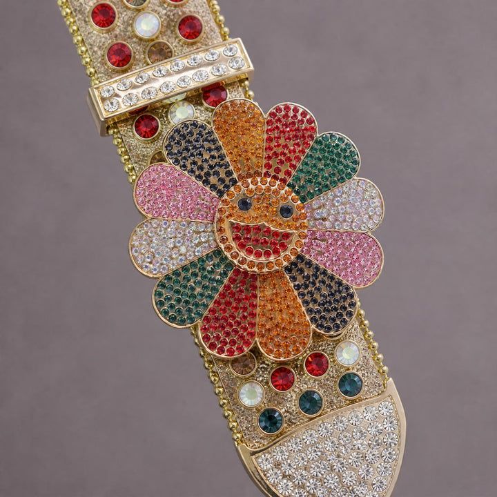 Smile Rhinestone Belt - Gold