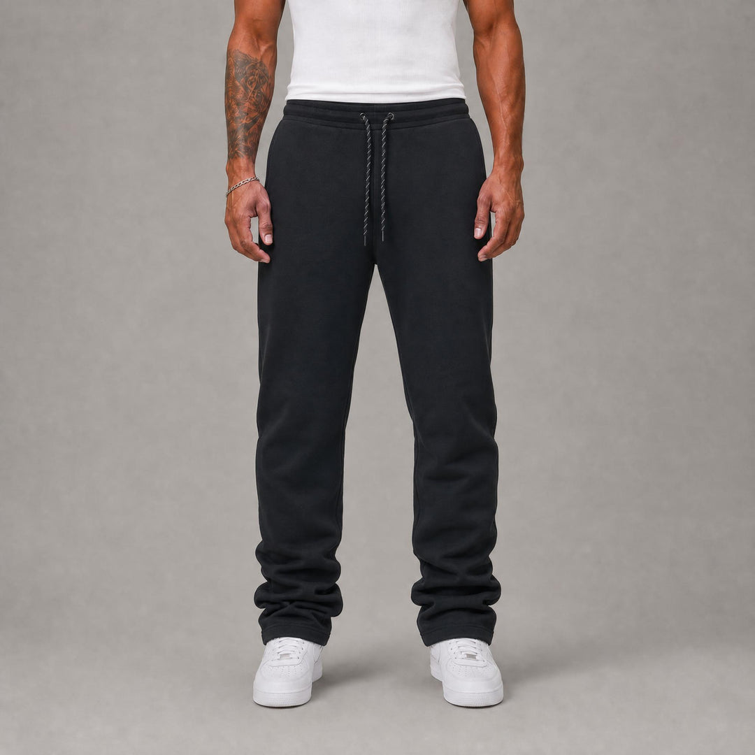 Stacked Fleece Sweats - Black