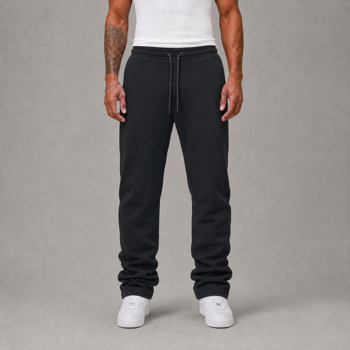 Stacked Fleece Sweats - Black