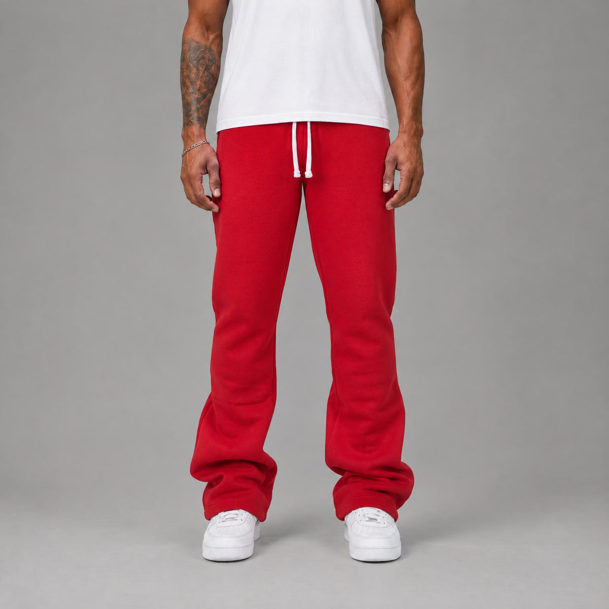 Stacked Fleece Sweatpants - Red