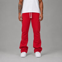 Stacked Fleece Sweatpants - Red