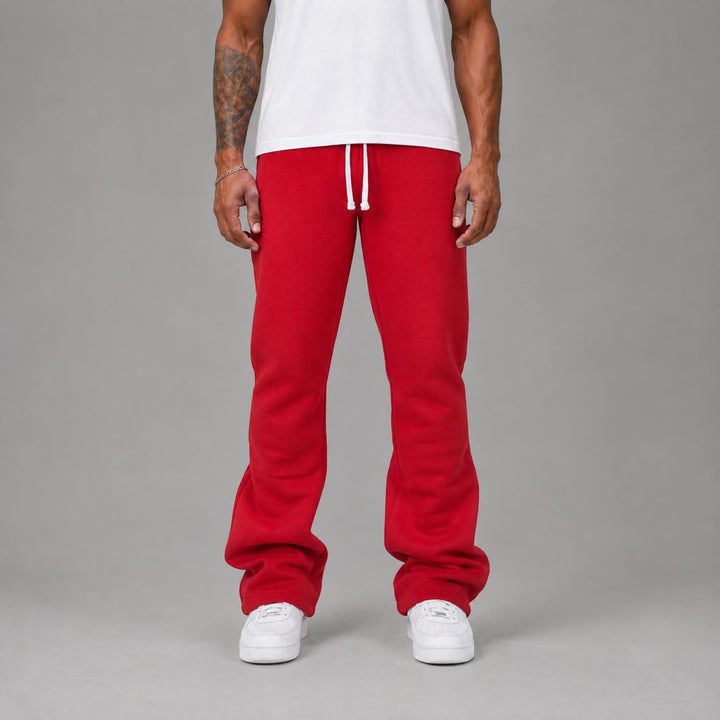 Stacked Fleece Sweatpants - Red