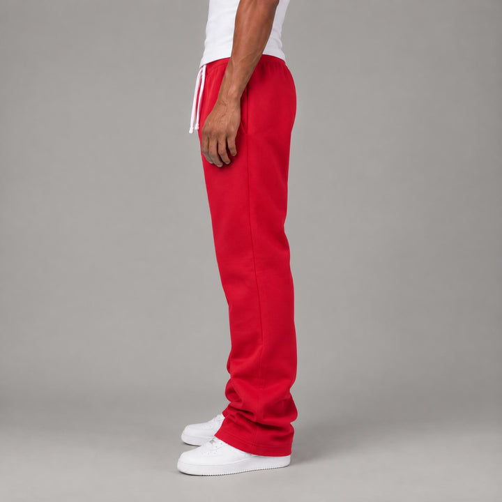 Stacked Fleece Sweatpants - Red