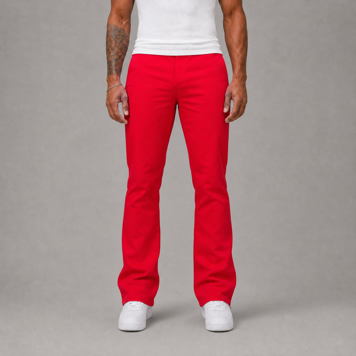 Stacked Twill Jeans - Red