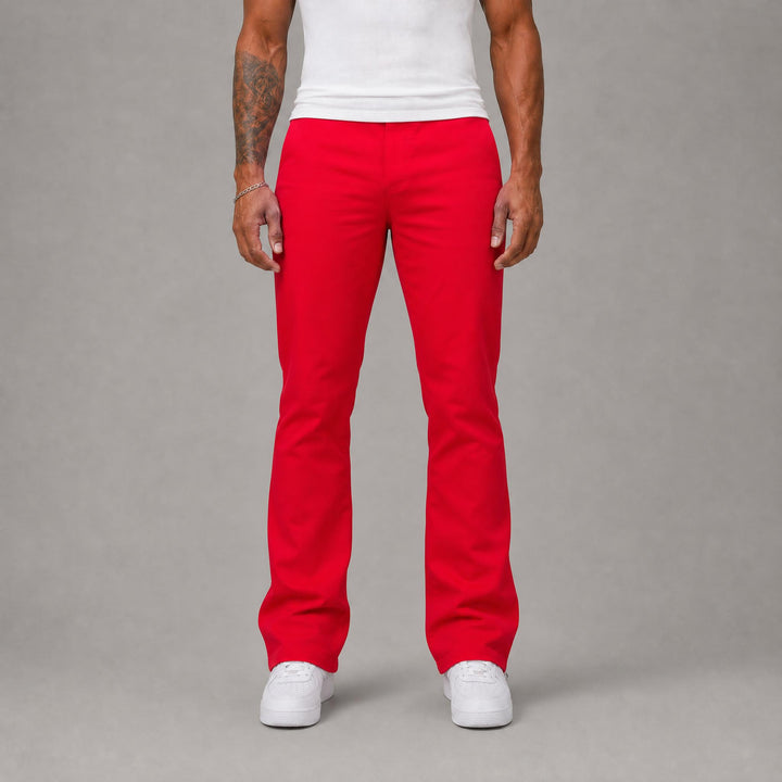 Stacked Twill Jeans - Red