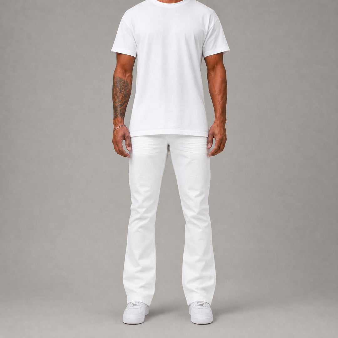 Stacked Twill Jeans - White