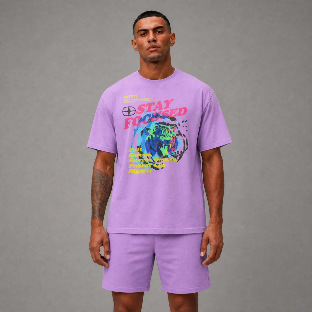 Stay Focus Tiger Shorts - Pink - Mt406