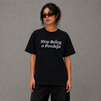 Stop Being A Pendeja Rhinestone Tee - Black