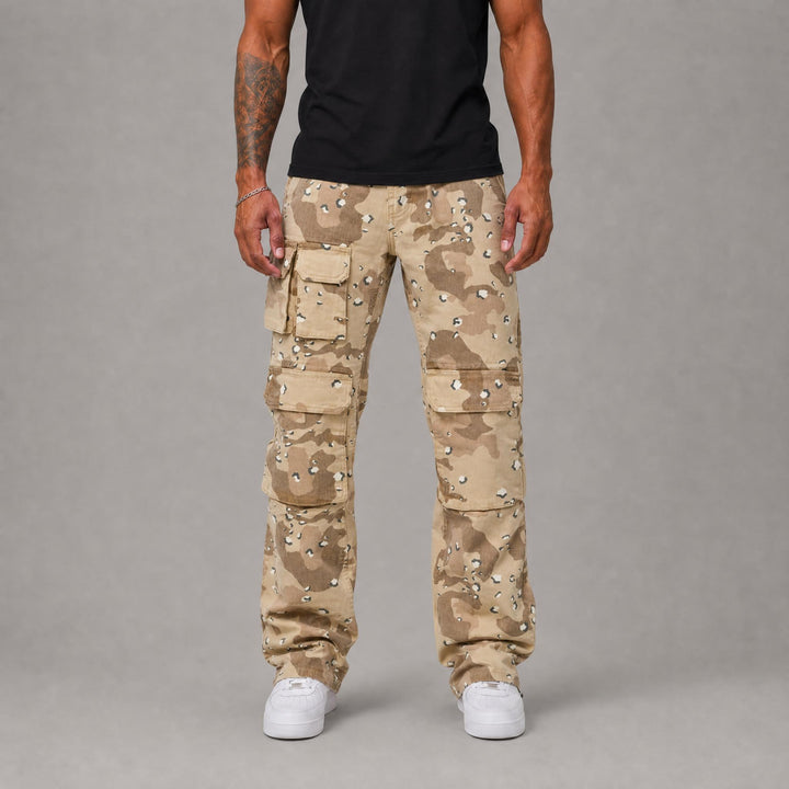 Straight Stacked Cargo Pants - Desert