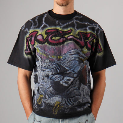 Garment Dyed Rhinestone Cropped Tee - Black