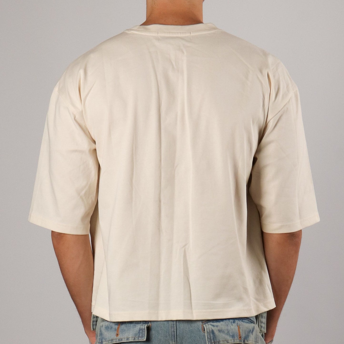 Tapestry Mix Rhinestone Cropped Tee - Cream