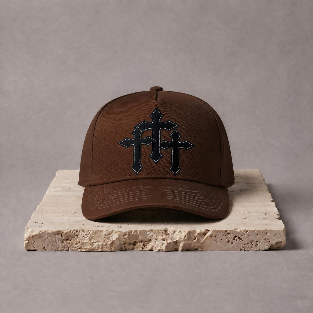 Triple Cross Snapback - Brown