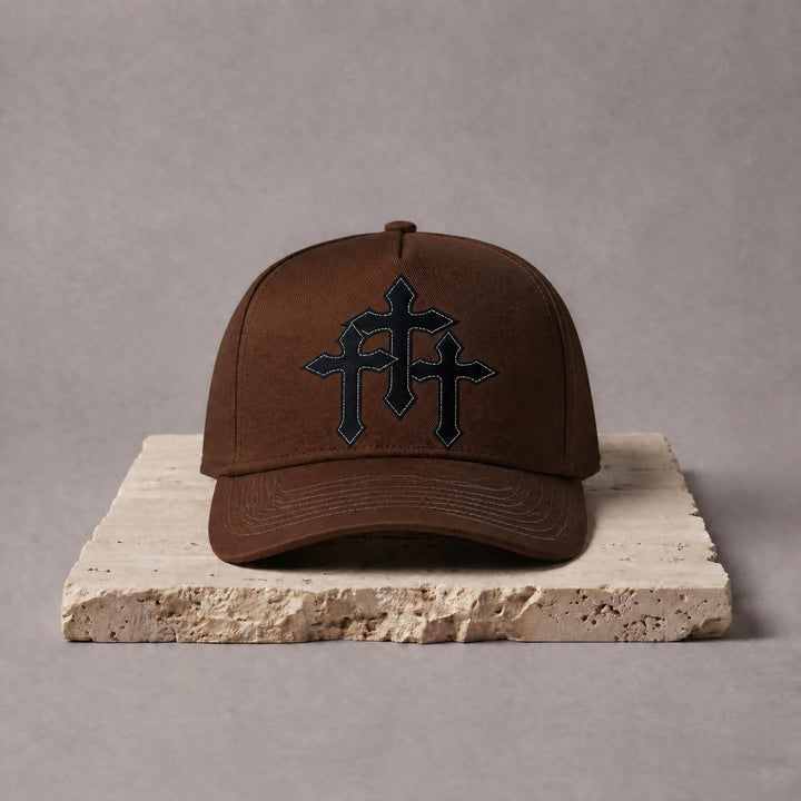Triple Cross Snapback - Brown