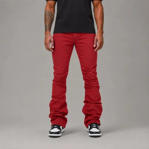 Waxed Pleat Pants - Men's Streetwear Flare Pants