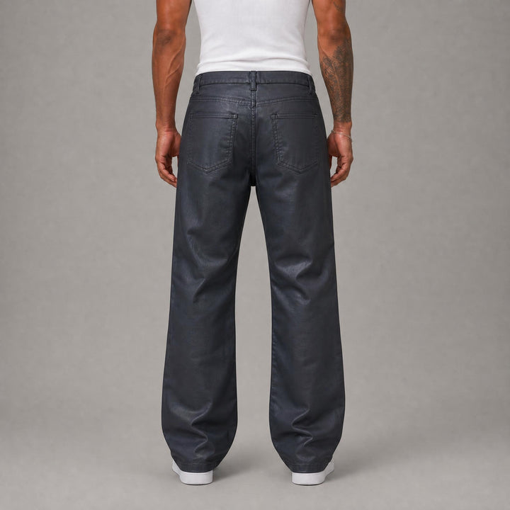 Waxed Stacked Jeans - Black