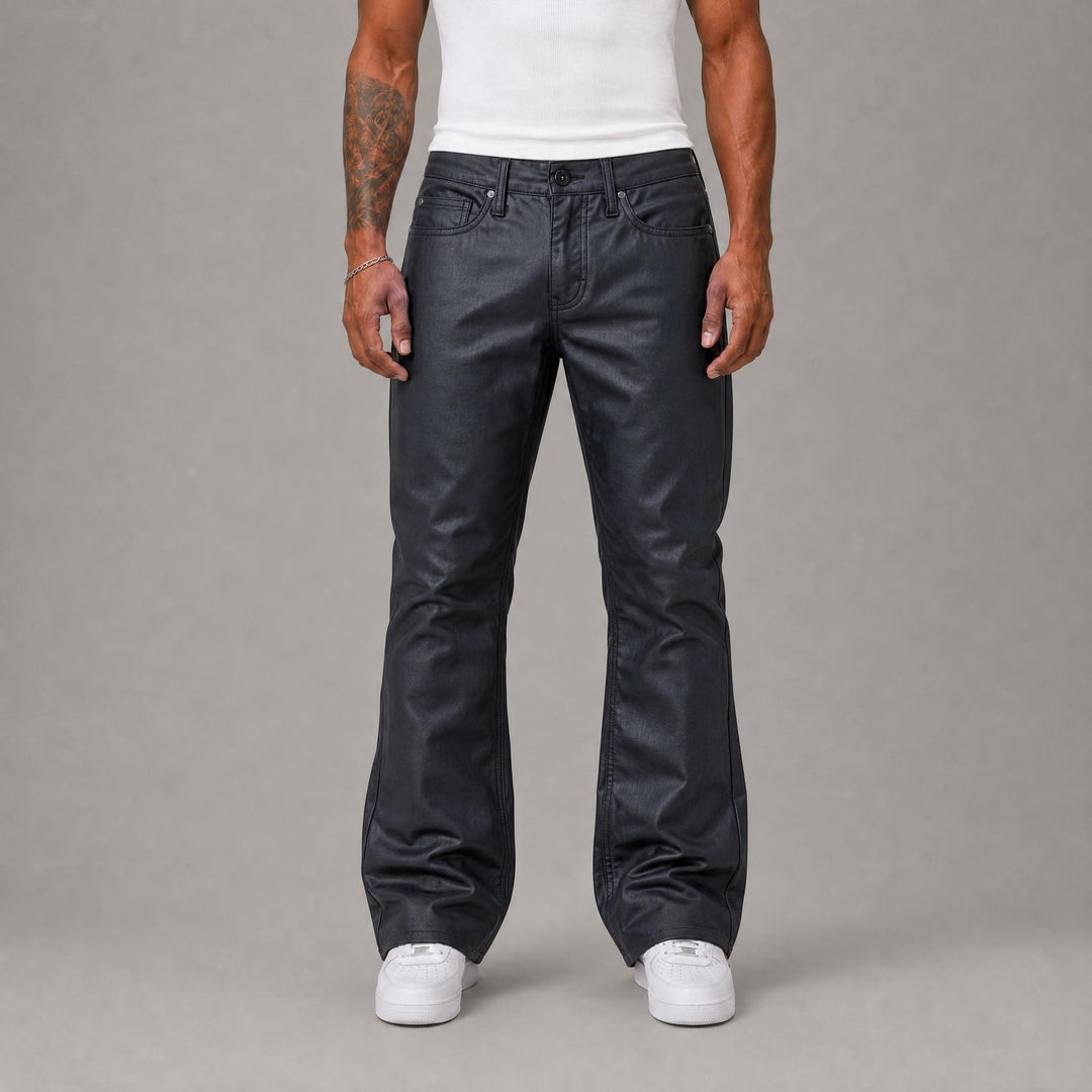 Waxed Stacked Jeans - Black