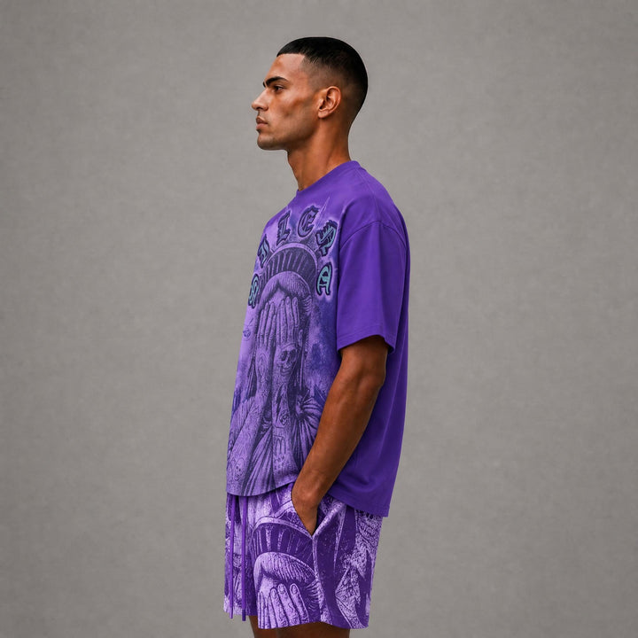 Weeping Liberty Graphic Tee - Purple