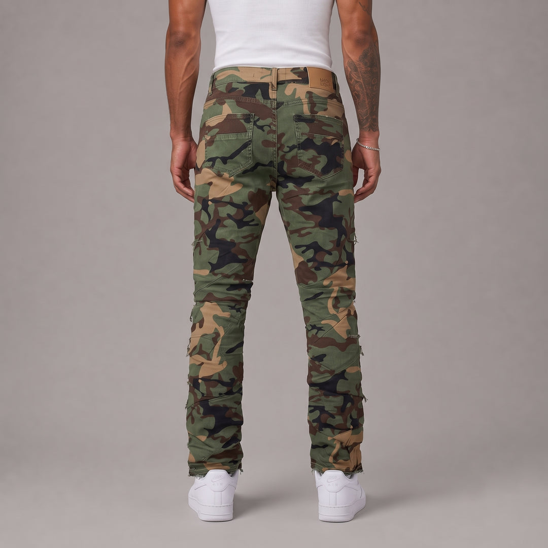 Woodland Camo Rip and Repair Pants - Men&