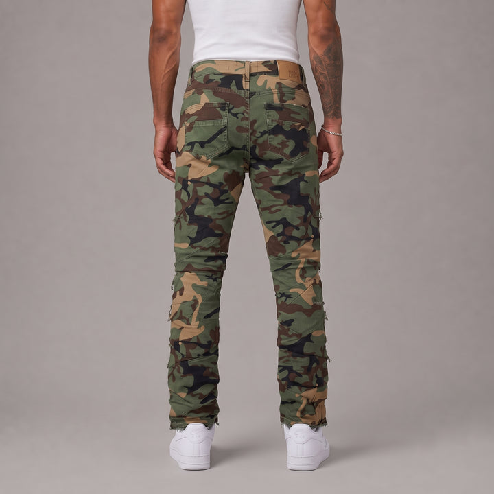 Woodland Camo Rip and Repair Pants - Men&