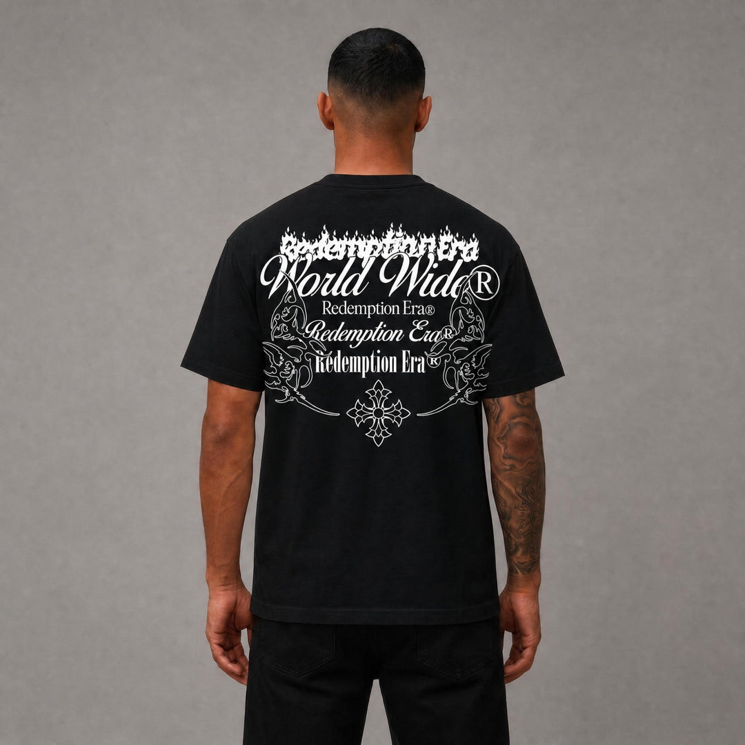 Worldwide Cropped Tee - Black