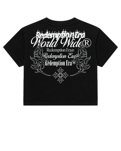 Worldwide Cropped Tee - Black