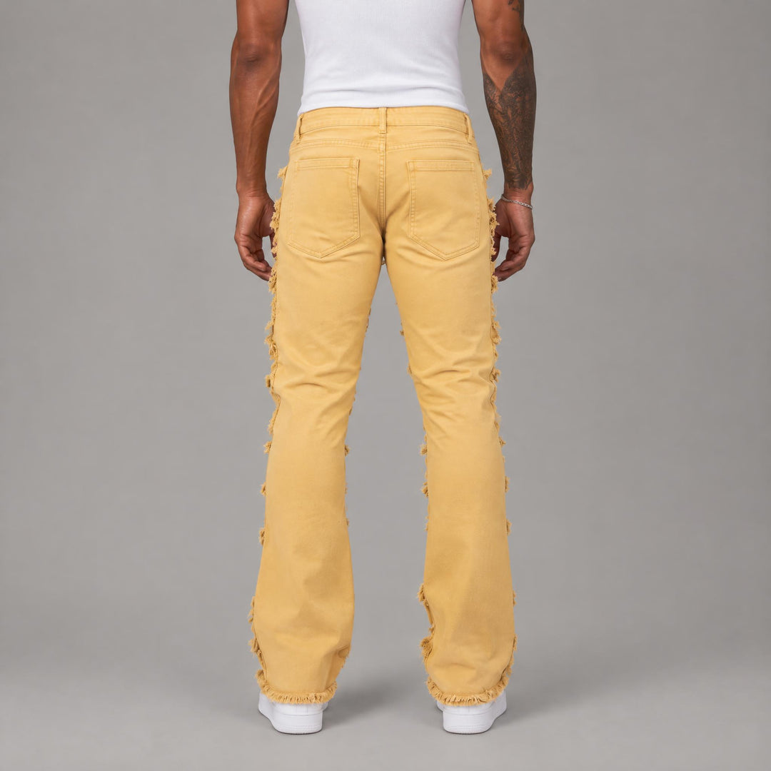 X-Frayed Twill Pants - Men&