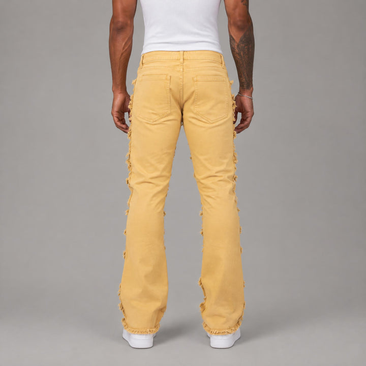 X-Frayed Twill Pants - Men&