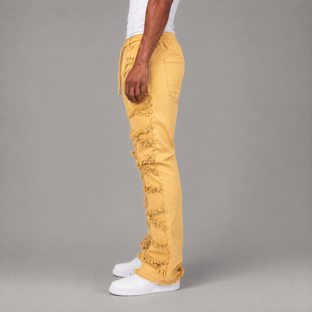 X-Frayed Twill Pants - Men&