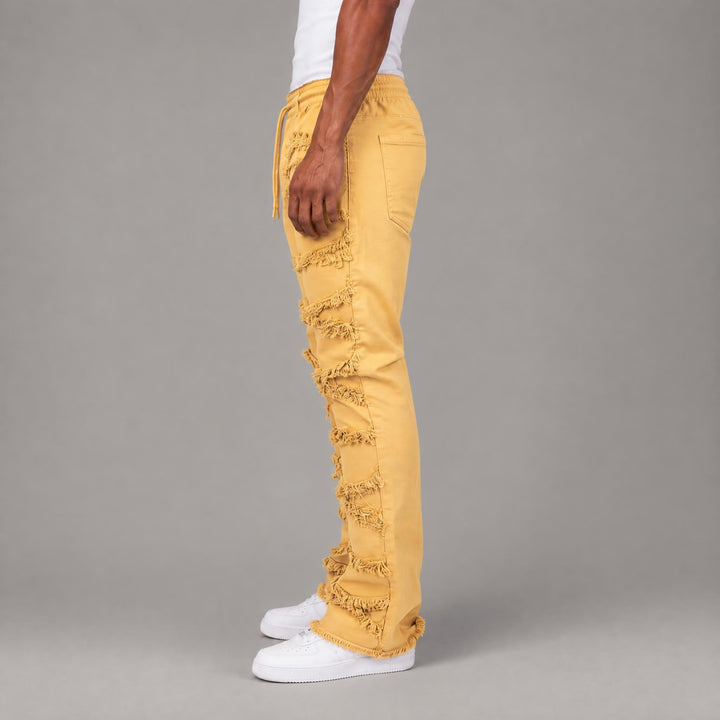 X-Frayed Twill Pants - Men&