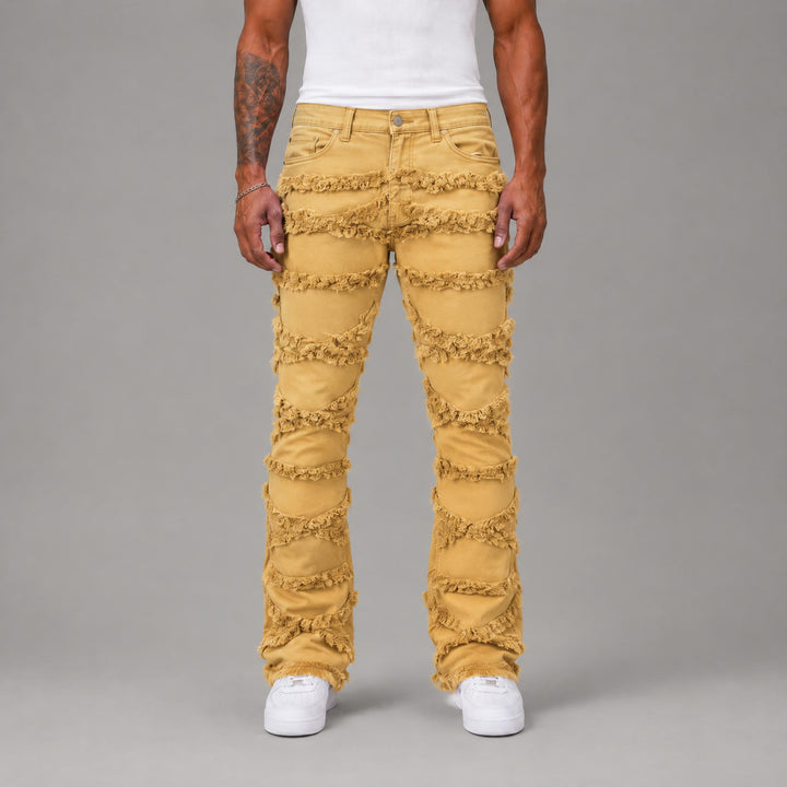 X-Frayed Twill Pants - Men&