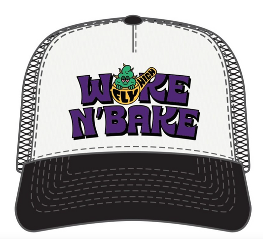 MUKA S4198 White/Black Wake N Bake Trucker Hat