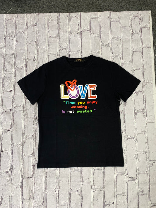 AP018T - Love Time You Enjoy Black T-shirt