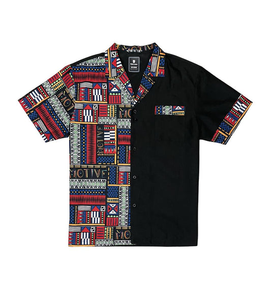 MT85 Black Dashiki Satin Shirt