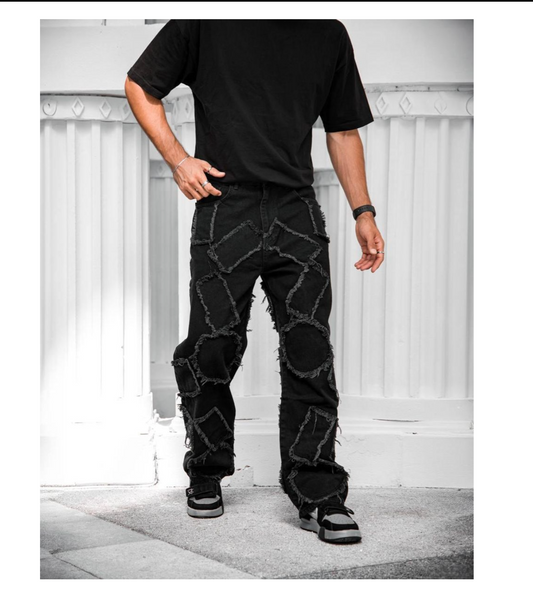 Baggy Patches Pants - Black