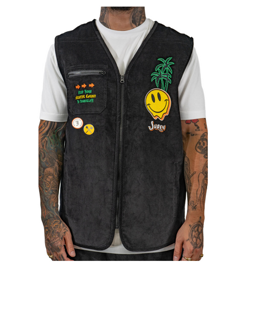 Jrn All Smiles Courdoroy Zip Vest - Black