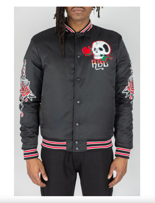 Rebel Roses Nylon Jacket (142-545 Black)