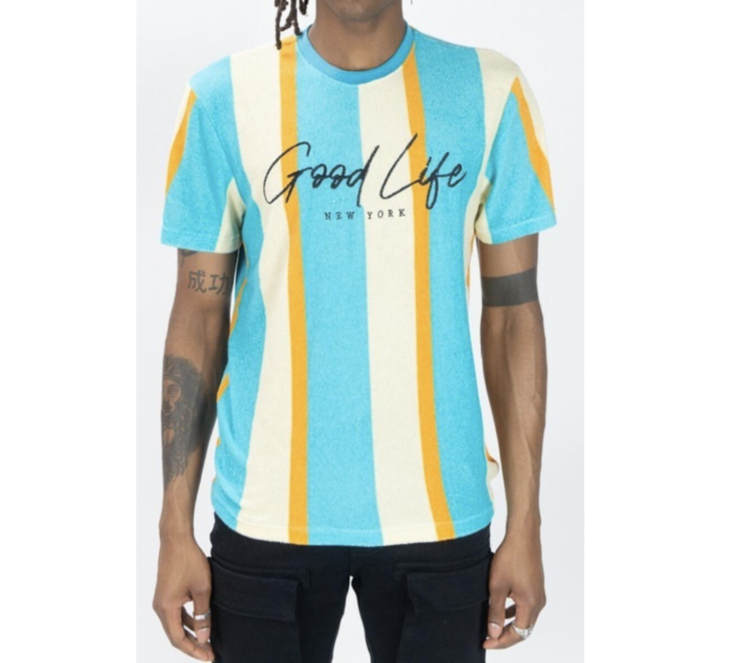 331-153 - Aqua Stripe Towel Terry Tee