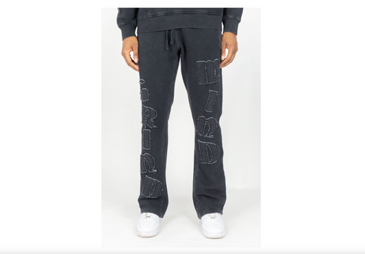 Mind Grind Washed Fleece Stacked Pants - Black (142-466)